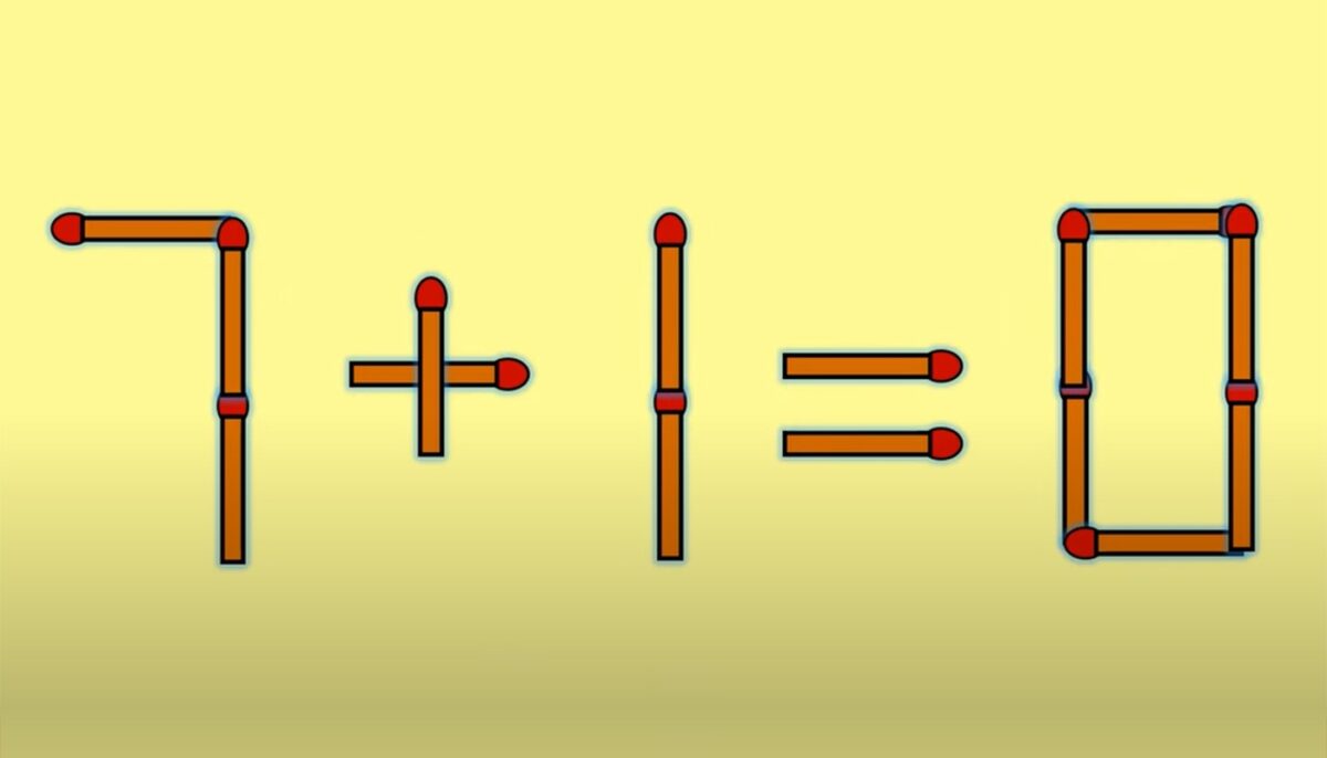 Imagine Stire Test IQ cu chibrituri | Corectați 7 + 1 = 0, mutând un singur băț | 2review.ro