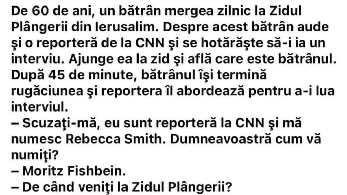 Imagine Stire BANC | Pensionarul și Zidul Plângerii | 2review.ro