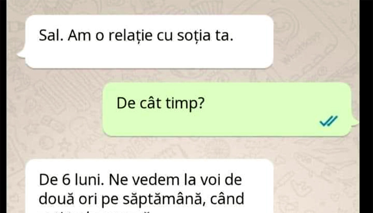 Imagine Stire BANCUL ZILEI | „Sal. Am o relație cu soția ta” | 2review.ro