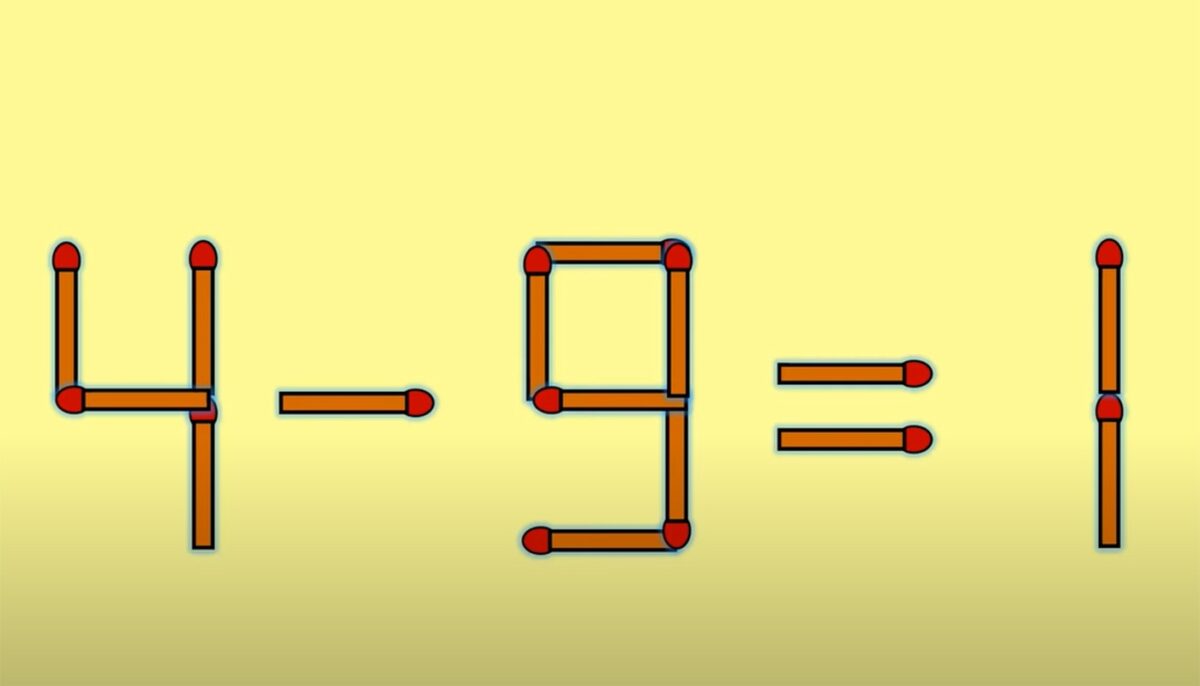 Test IQ cu chibrituri | Mutați un singur băț, pentru a corecta 4 - 9 = 1