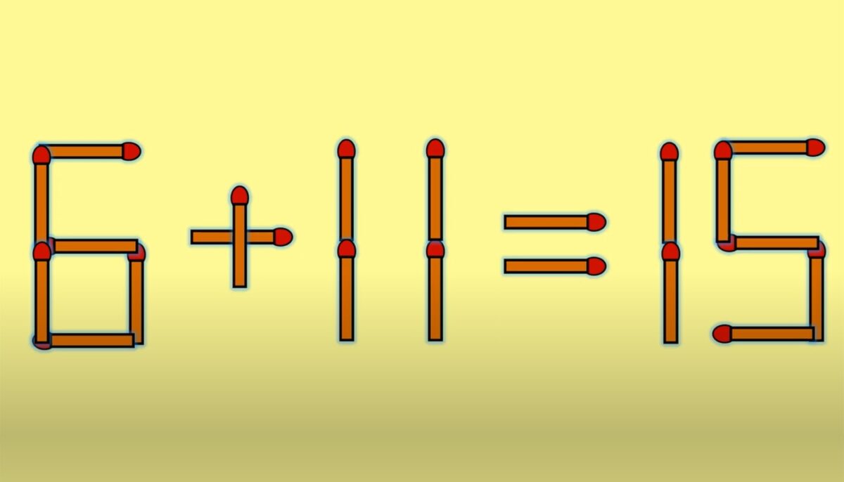 Imagine Stire Test de inteligență | 6 + 11 = 15 este greșit. Corectați egalitatea, mutând un singur chibrit | 2review.ro