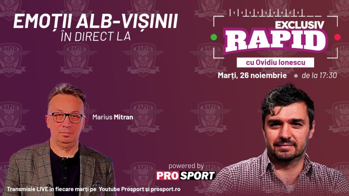 Imagine Stire Vineri avem PRIMVS DERBY și îl prefațăm cu Marius Mitran, de la ora 17:30, pe YouTube – ProSport, la „EXCLUSIV RAPID” | 2review.ro