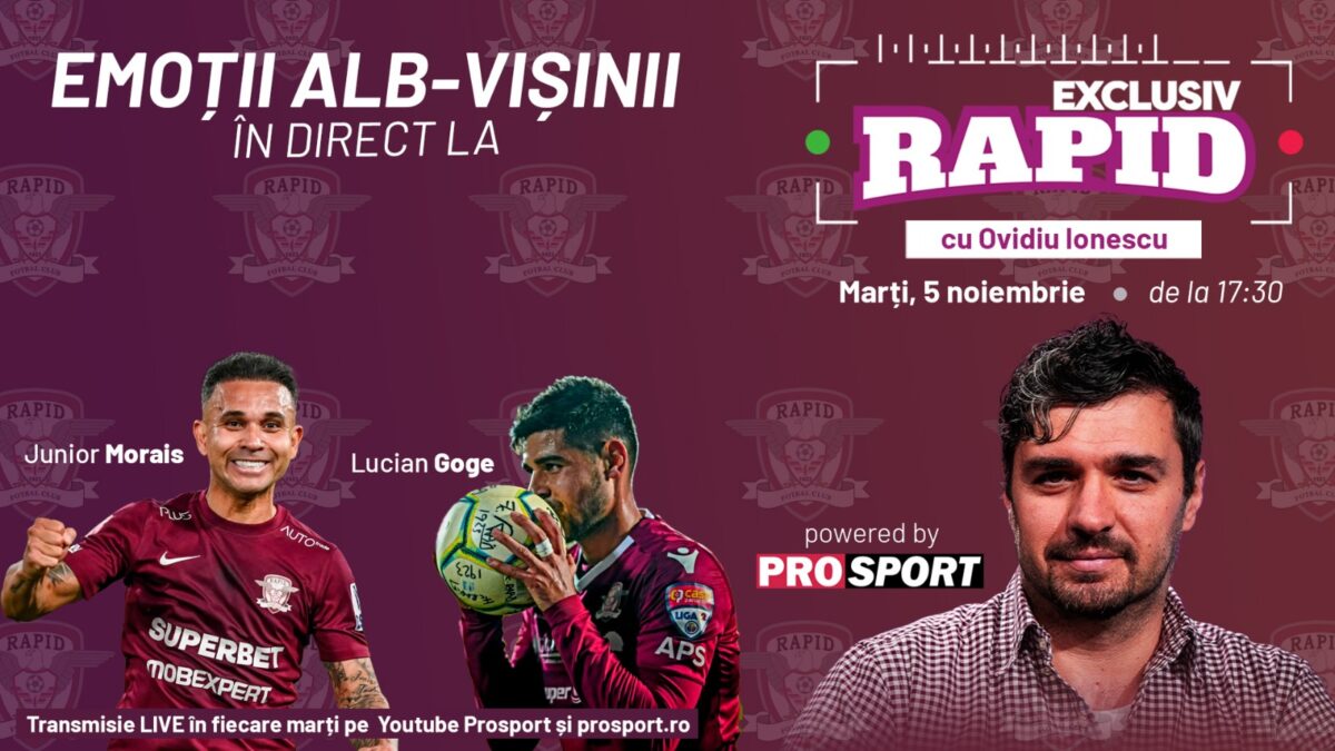 Imagine Stire Junior Morais și Lucian Goge vin la „EXCLUSIV RAPID”, la ora 17:30, live, pe YouTube – ProSport | 2review.ro
