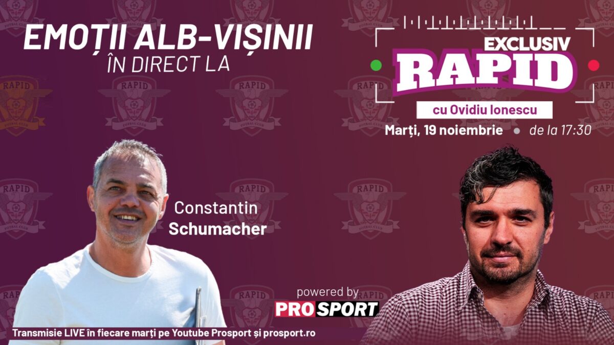 Imagine Stire Ne pregătim de CFR Cluj – Rapid la „EXCLUSIV RAPID”, cu Schumi-gol, de la 17:30, LIVE, pe YouTube – ProSport | 2review.ro