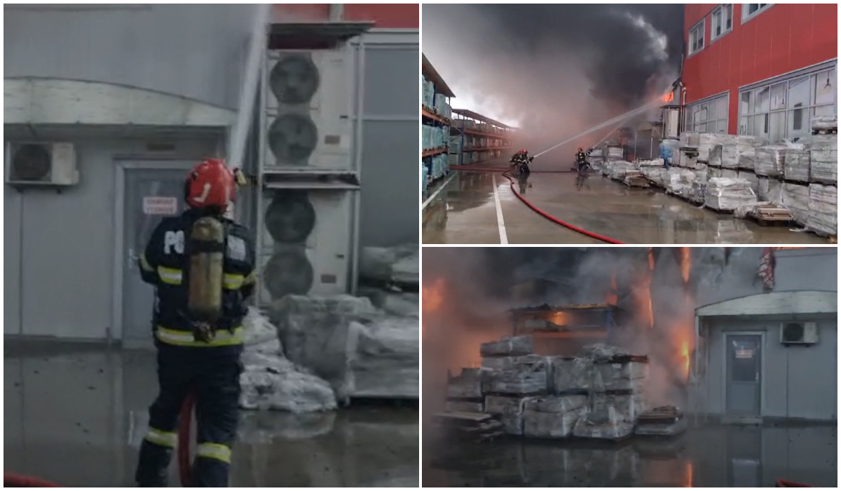 Incendiu major la o fabrică din Craiova! Mesaj RO-Alert pentru locuitori, pompierii luptă de ore bune cu flăcările uriașe