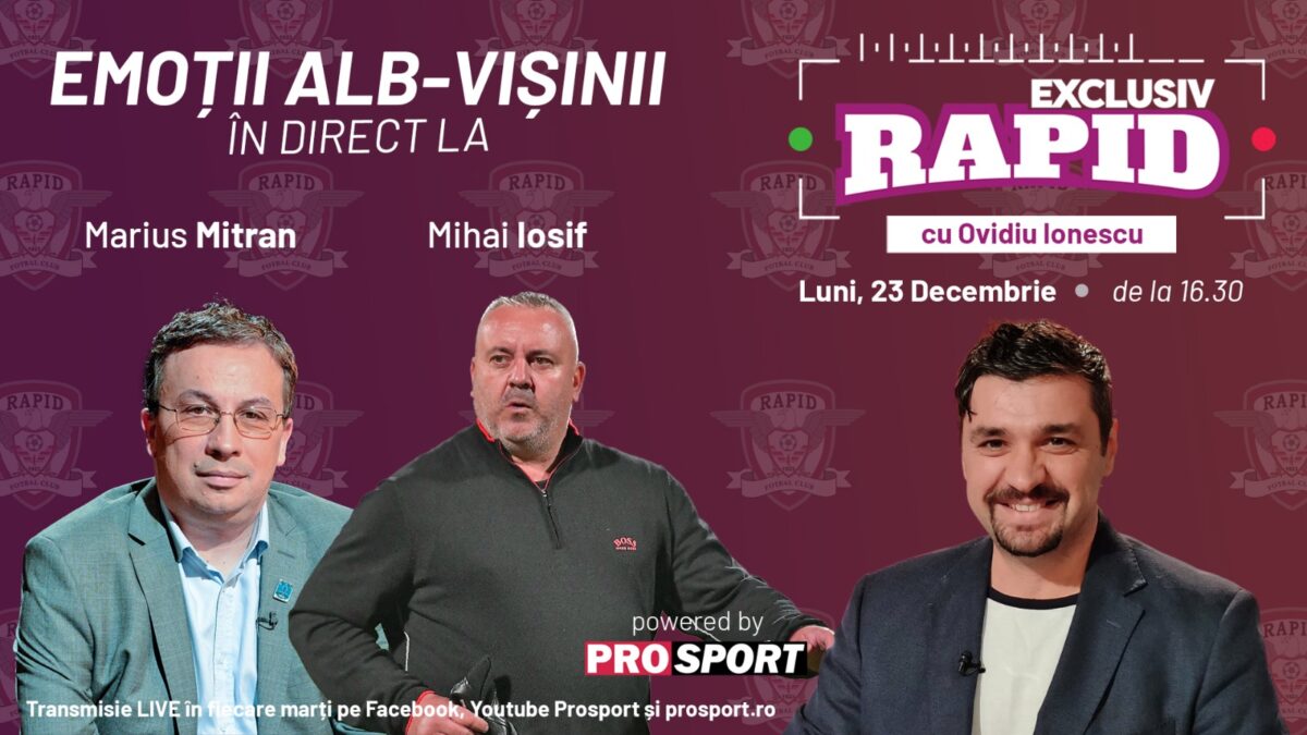 Imagine Stire Miță Iosif și Marius Mitran vin astăzi la „EXCLUSIV RAPID”. Vă așteptăm la ora 16:30 în direct pe canalul de YouTube – ProSport! | 2review.ro