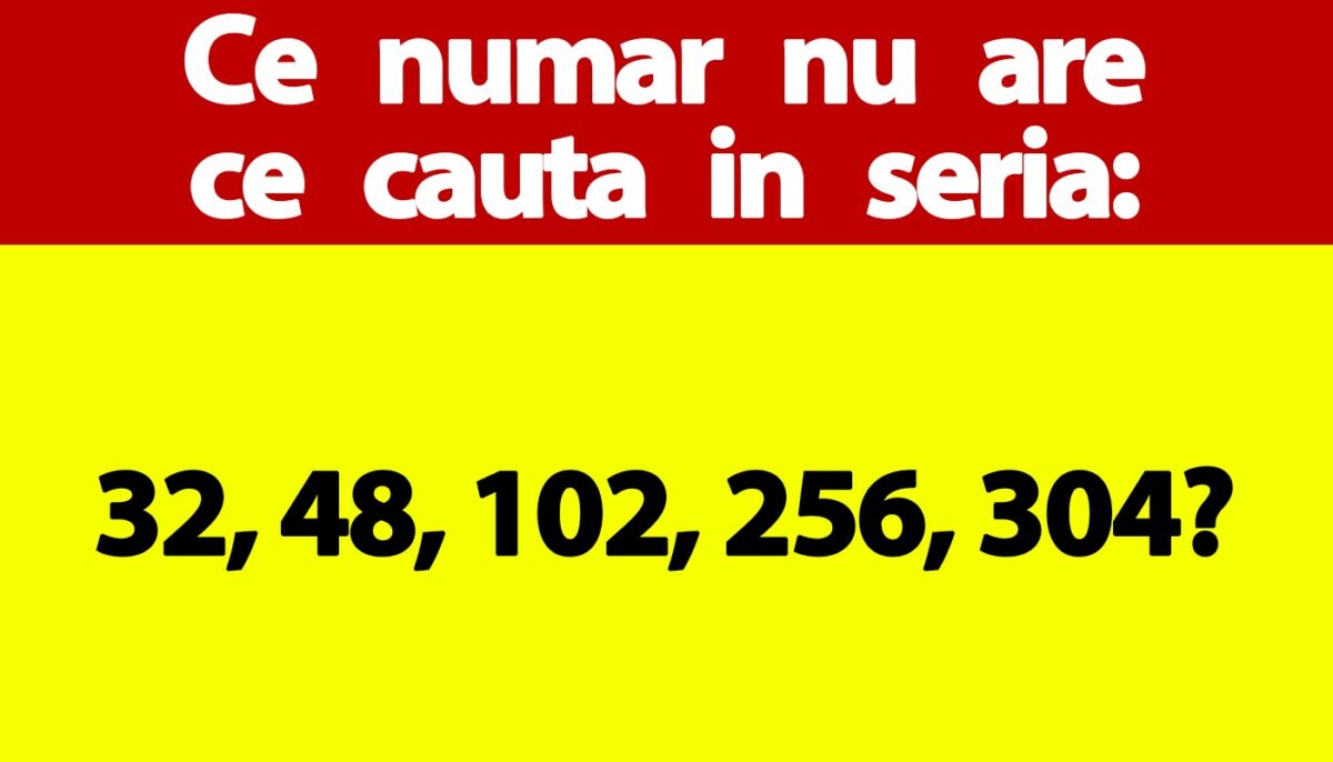 Imagine Stire Test IQ exclusiv pentru genii | Ce număr nu are ce căuta în seria: 32, 48, 102, 256, 304? | 2review.ro