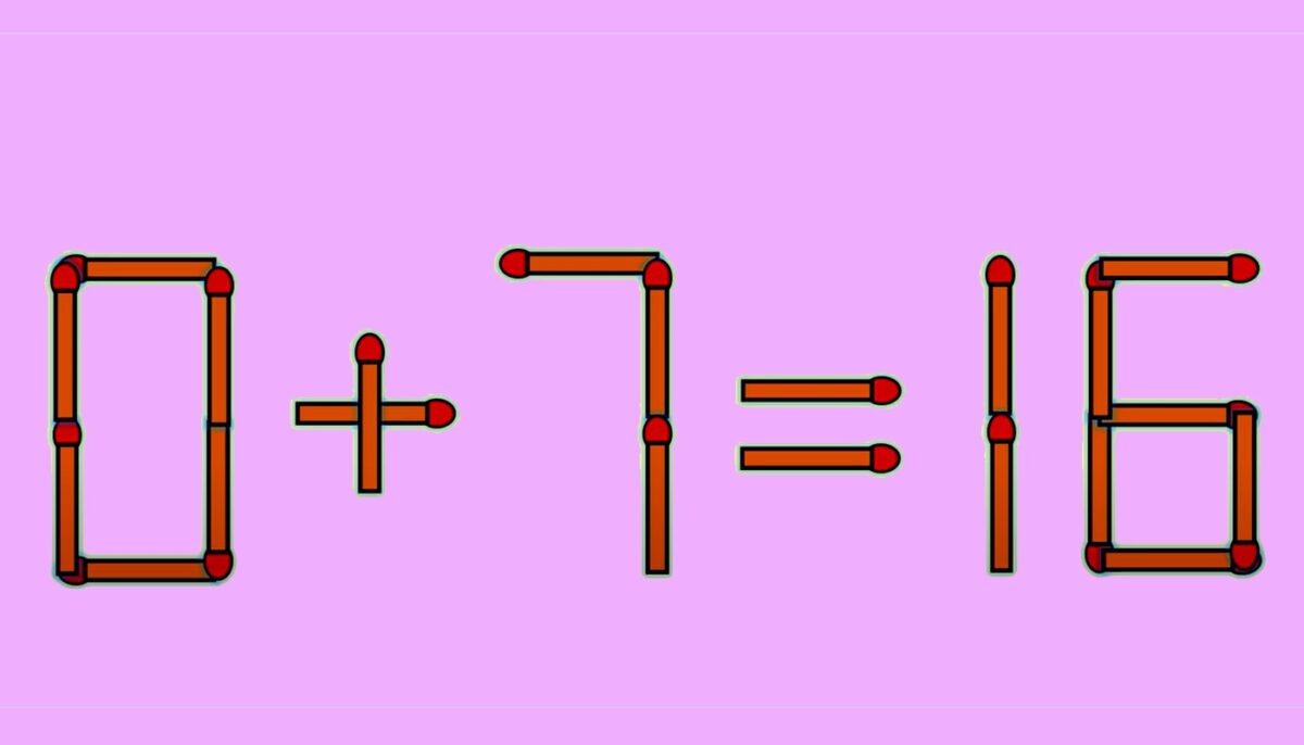 Imagine Stire Test IQ cu chibrituri | Pentru a corecta 0 + 7 = 16, mutați un singur băț | 2review.ro