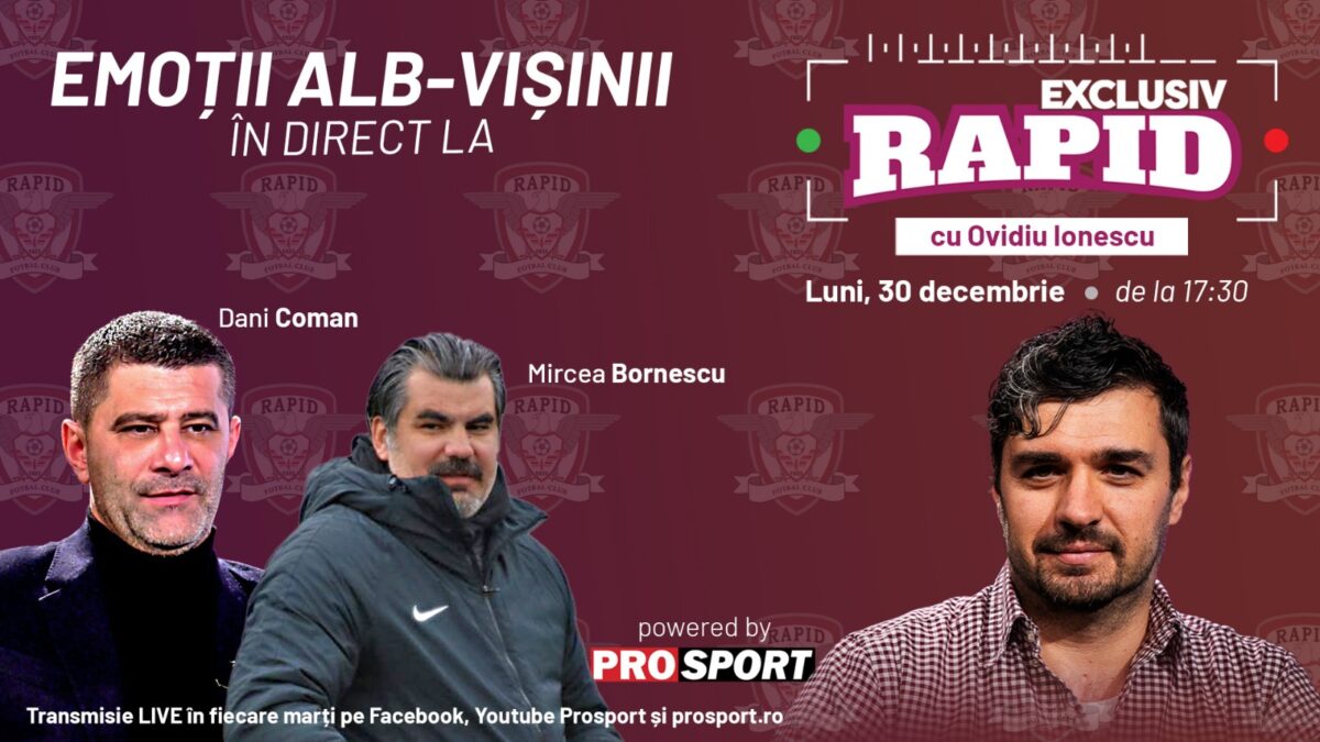 Imagine Stire Dani Coman și Mircea Bornescu sunt ultimii invitați din 2024 la „EXCLUSIV RAPID”, astăzi, de la 17:30, pe YouTube – ProSport! | 2review.ro