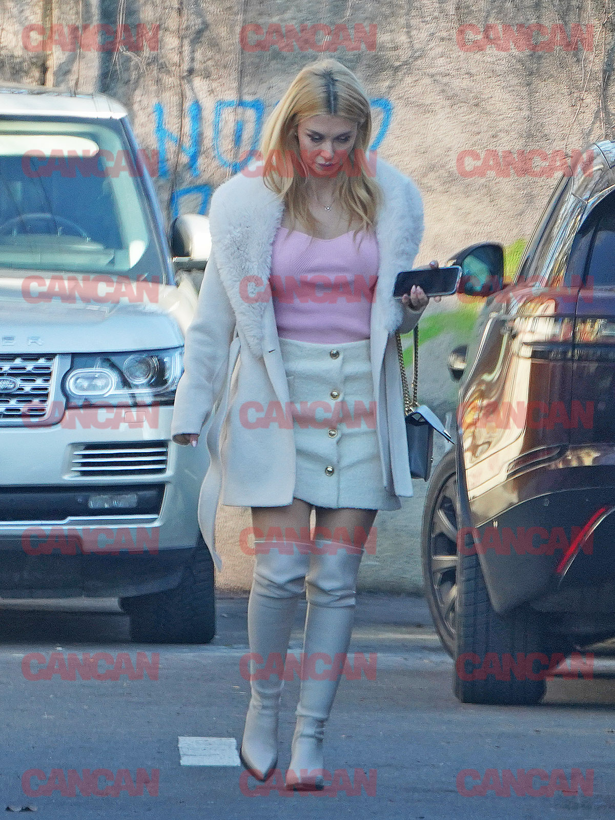 Andreea Bălan, cu fustă scurtă în plină iarnă