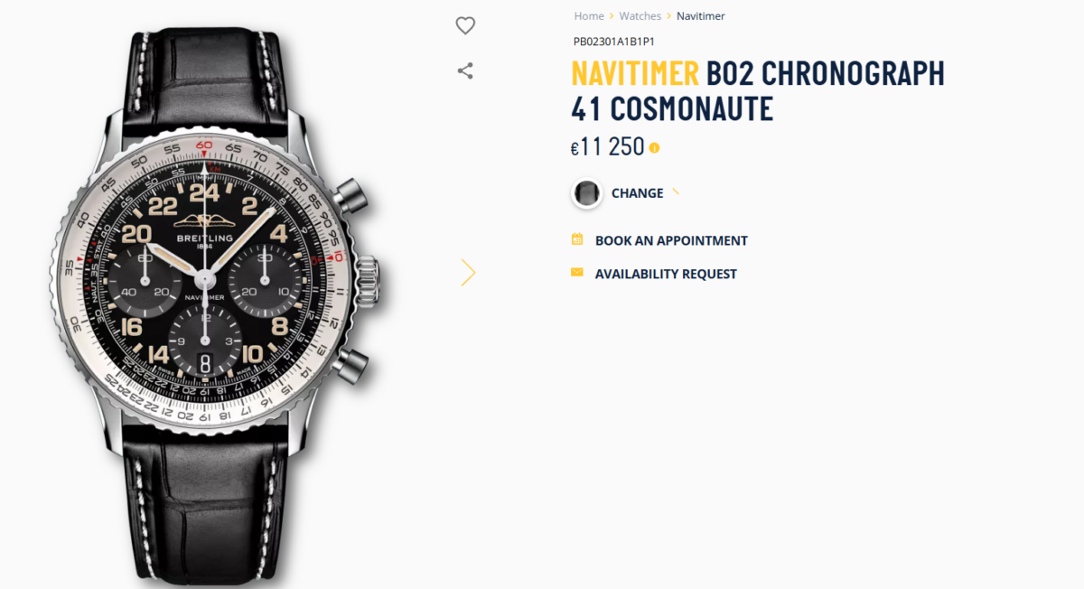 Ceasul din postarea lui Florin Dumitrescu. Sursă foto: www.breitling.com