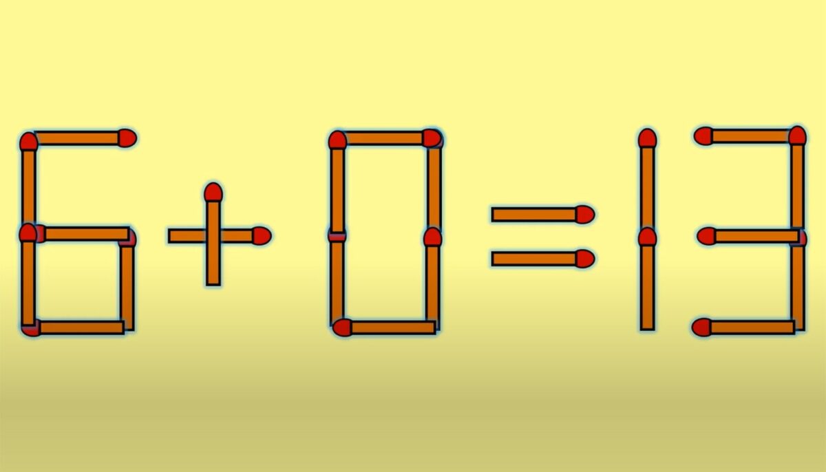 Test IQ cu chibrituri | Mutați un singur băț, pentru a corecta 6 + 0 = 13