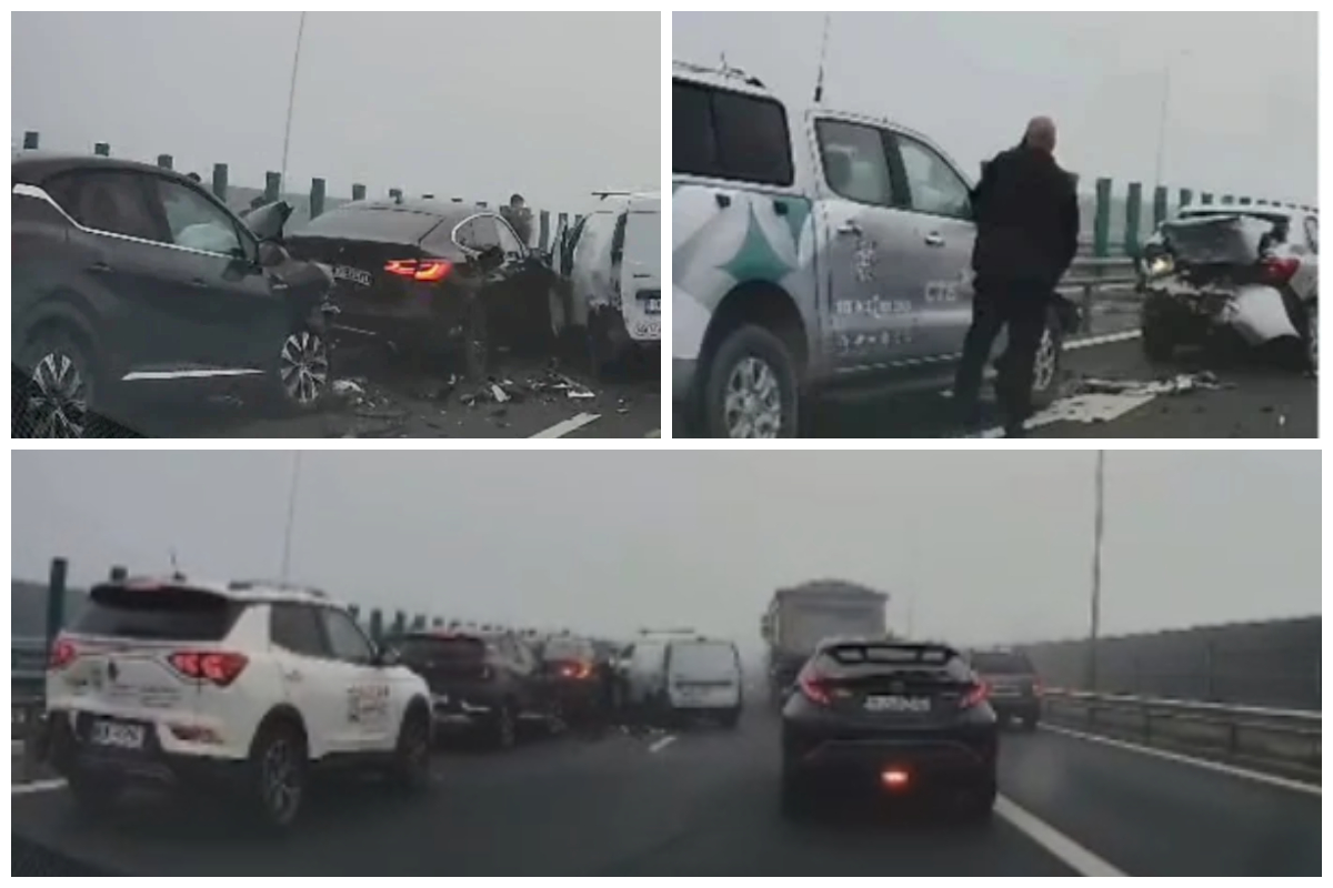 Carambol pe autostradă, lângă Capitală! Zeci de mașini au fost implicat într-un accident grav. Numeroși răniți