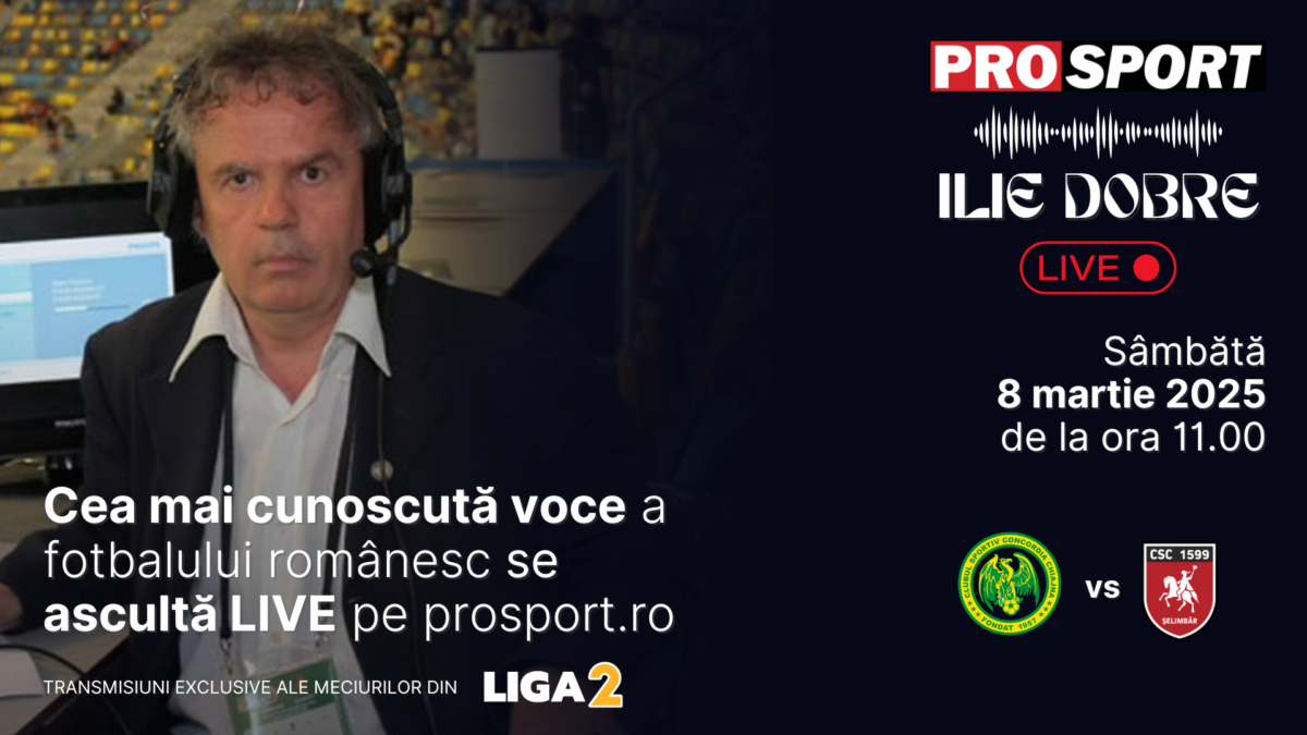 Ilie Dobre comentează LIVE pe ProSport.ro meciul Concordia Chiajna – C. S. C. Șelimbăr, sâmbătă, 8 martie 2025, de la ora 11.00