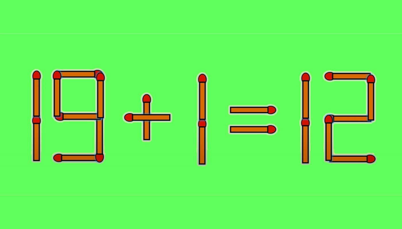 Test IQ cu chibrituri | Mutați un singur băț, pentru a corecta 19 + 1 = 12