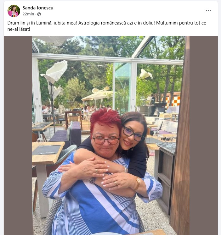 Sanda Ionescu a anunțat decesul celebrei Minerva. sursă - social media