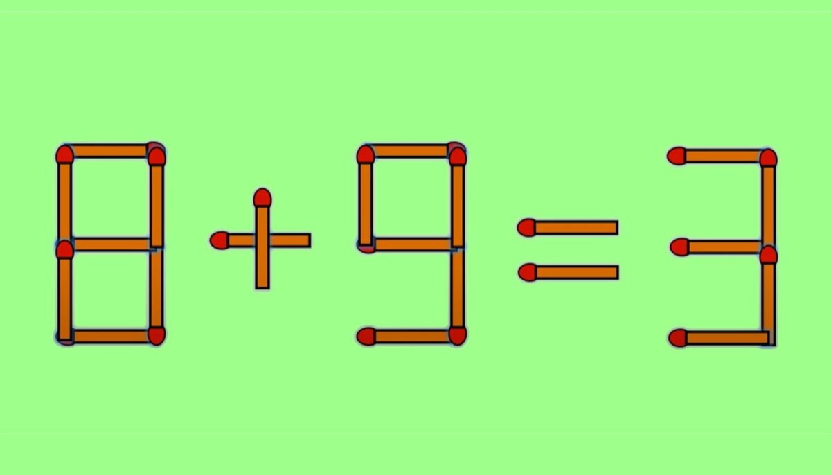 TEST IQ | Corectați 8 + 9 = 3, mutând un singur băț de chibrit