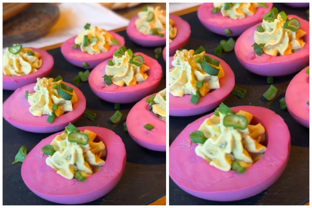 Ouăle roz umplute sunt ultima fiță pentru aperitivul de Paște! Cum se colorează natural și sănătos