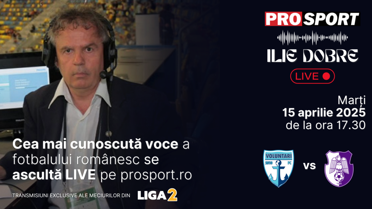 Imagine Stire Ilie Dobre comentează LIVE pe ProSport.ro meciul F.C. Voluntari – F.C. Argeș, marți, 15 aprilie 2025, de la ora 17.30 | 2review.ro