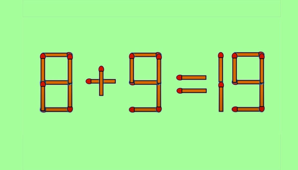 Imagine Stire TEST IQ | 8 + 9 = 19 este greșit. Corectați egalitatea mutând un singur băț de chibrit | 2review.ro