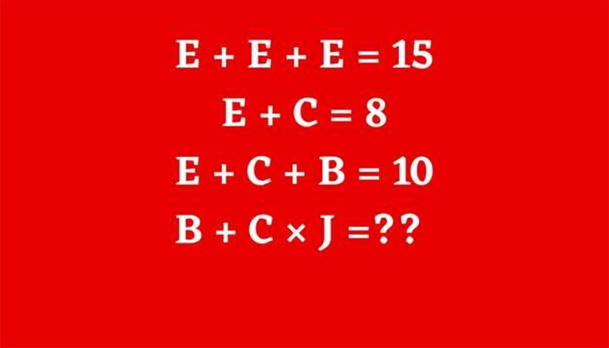 Imagine Stire Test de inteligență | Cât este E + C x J, dacă E+E+E=15, E+C=8 și E+C+B=10? | 2review.ro