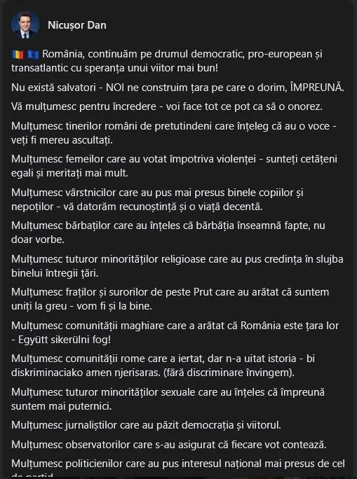Postarea finală. Sursă: Gândul.ro.