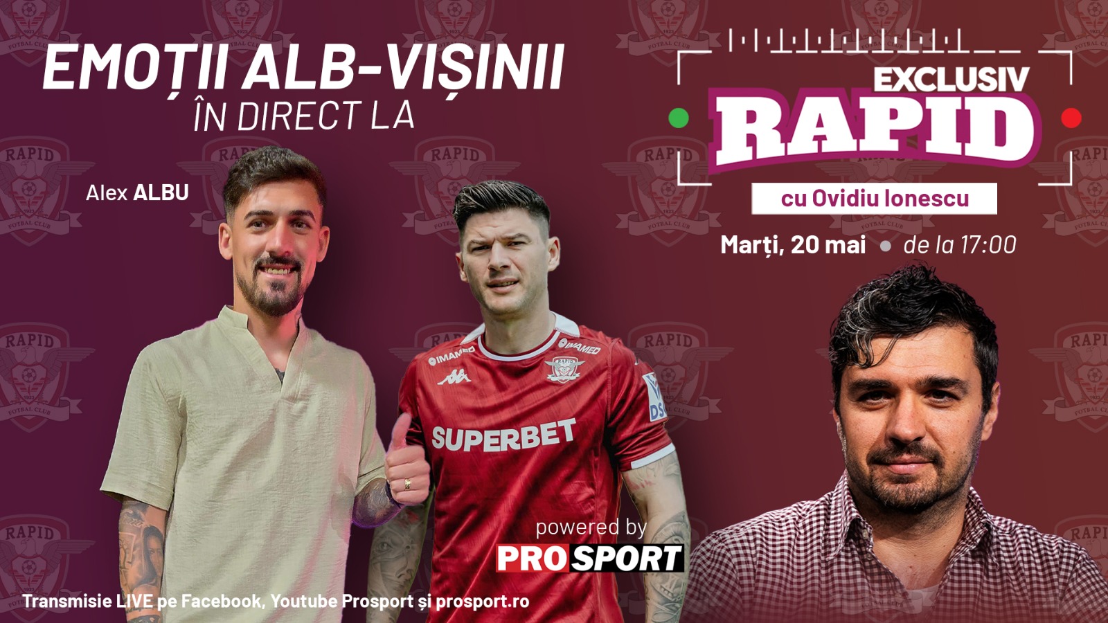 "EXCLUSIV RAPID" cu Alexandru Albu și Cristi Săpunaru începe la ora 17:00, în direct pe YouTube "EXCLUSIV RAPID" cu Alexandru Albu și Cristi Săpunaru începe la ora 17:00, în direct pe YouTube