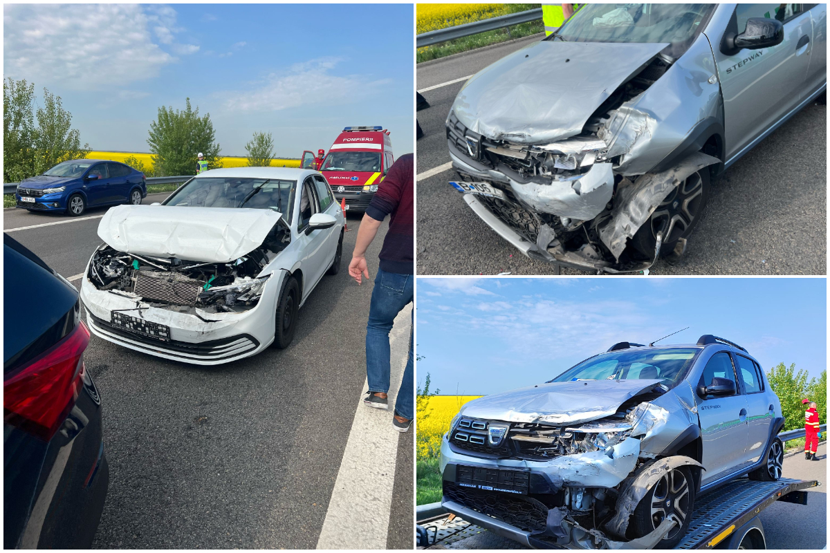 Vacanța de 1 Mai a început prost! Accident cu 6 mașini pe Autostrada A2, sensul Bucureşti – Constanţa