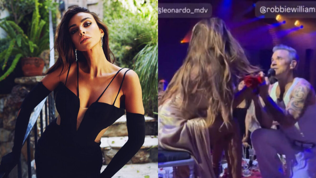 Robbie Williams, în genunchi în fața Mădălinei Ghenea! Imagini FABULOASE de la petrecerea unui milionar italian