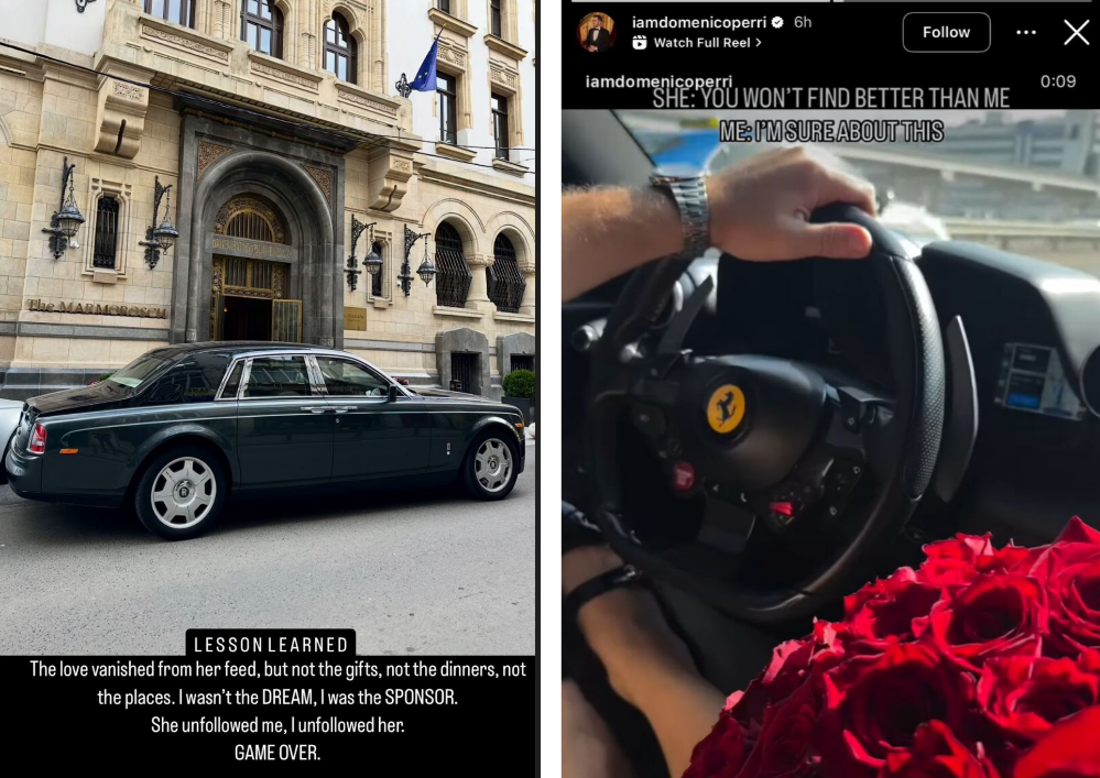 Postările făcute de Domenico. Sursă: Instagram