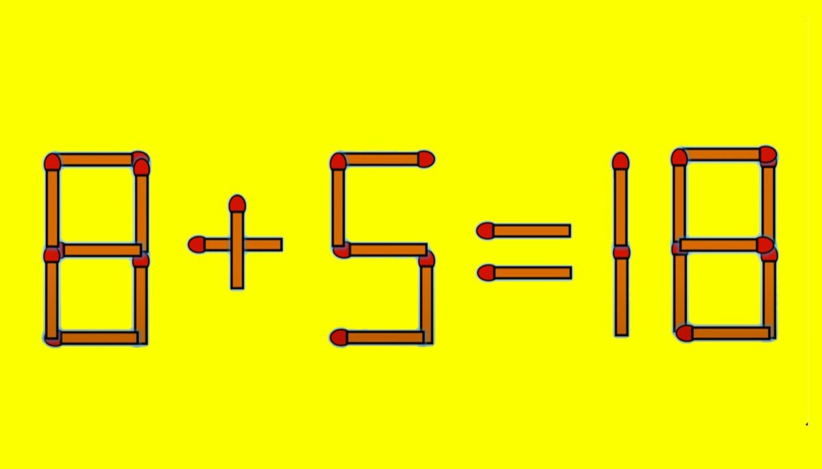 TEST IQ | Mutați un singur chibrit, pentru a corecta 8 + 5 = 18