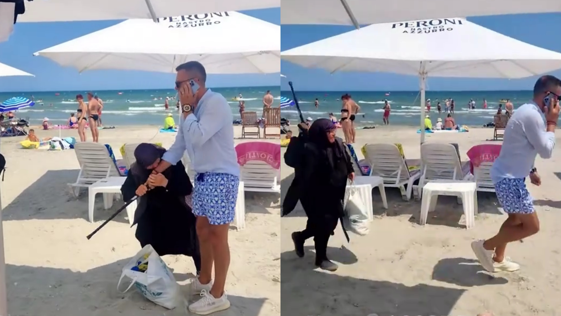 Un nou scandal pe plaja Yucatan Beach! Un bărbat a fost lovit și alergat de o femeie cu un baston Un nou scandal pe plaja Yucatan Beach! Un bărbat a fost lovit și alergat de o femeie cu un baston