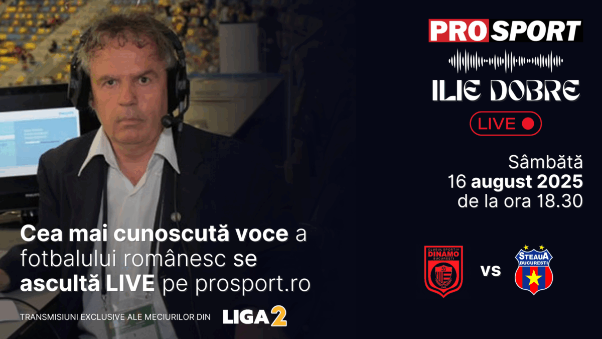Imagine Stire Ilie Dobre comentează LIVE pe ProSport.ro meciul C.S. Dinamo București – Steaua București, sâmbătă, 16 august 2025, de la ora 18.30 | 2review.ro