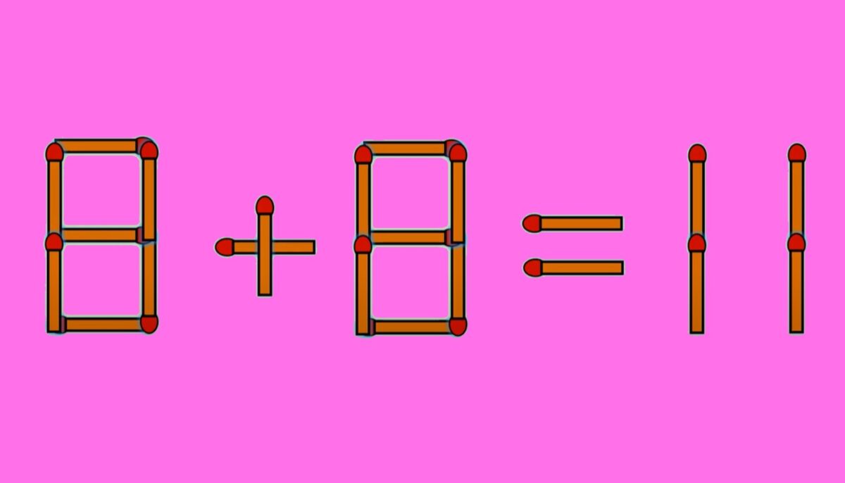 Imagine Stire Test IQ cu chibrituri | Mutați un singur băț, pentru a corecta 8 + 8 = 11 | 2review.ro