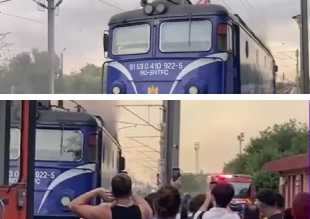 Incendiu la locomotiva unui tren de pasageri în Constanța: circulația a fost blocată temporar