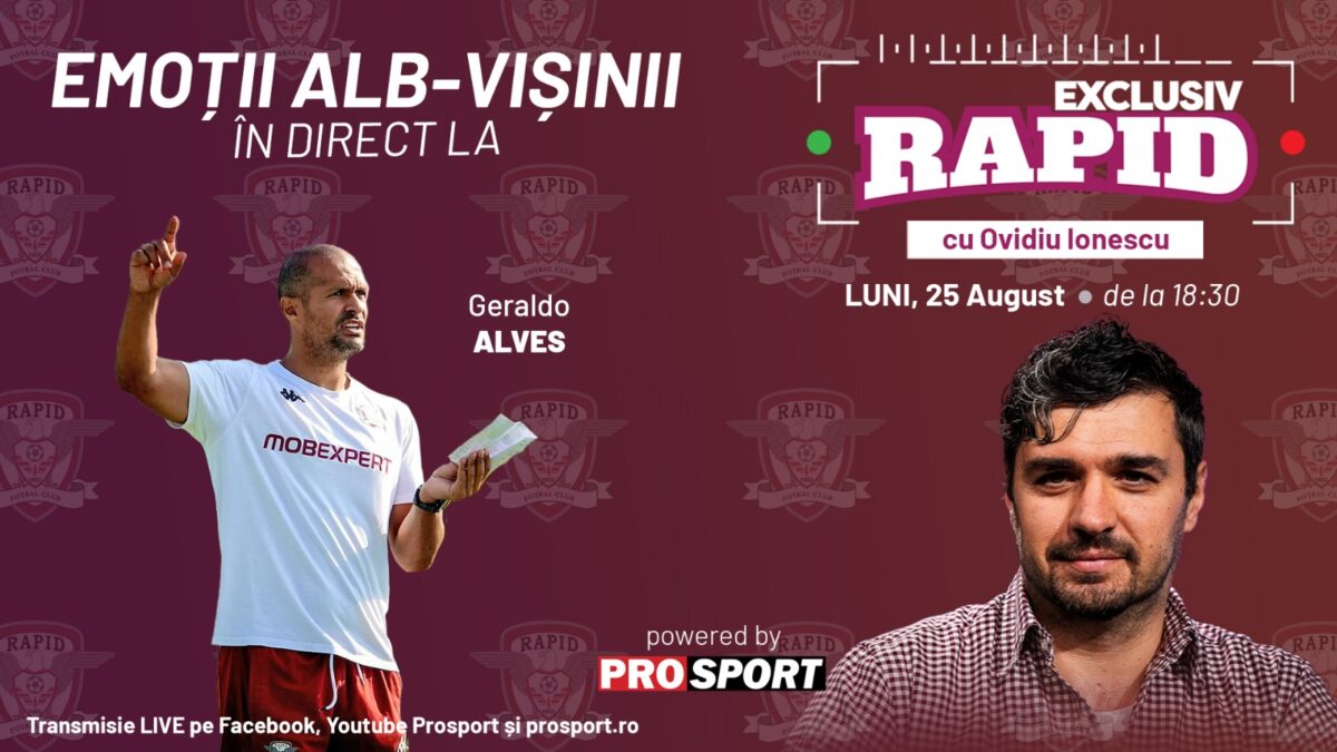 Vineri avem RAPID – UȚA, iar astăzi avem „EXCLUSIV RAPID”, în direct pe YouTube – ProSport, de la ora 18:30