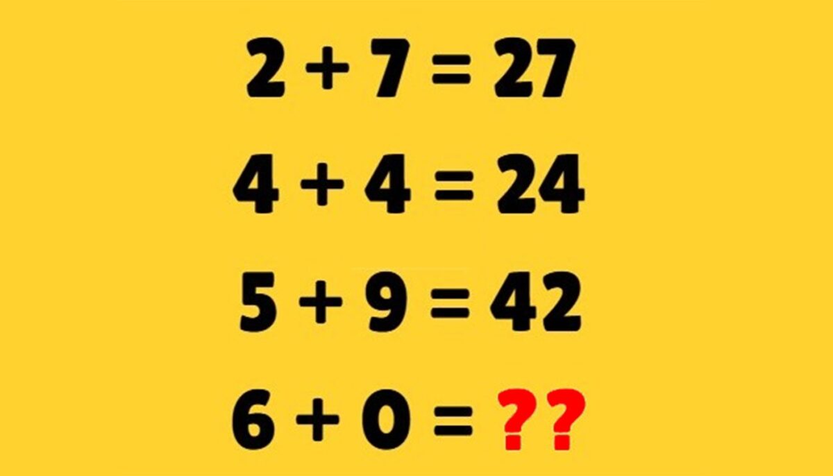 Test de inteligență | Dacă 2+7=27, 4+4=24, 5+9=42, atunci cât este 6+0?