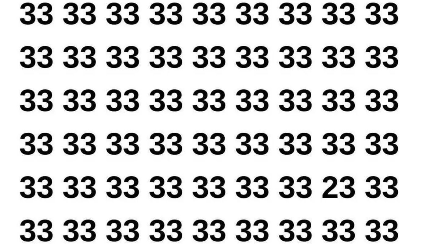 Test de perspicacitate | Nu toate numerele din imagine sunt 33. Găsiți-l pe cel diferit!