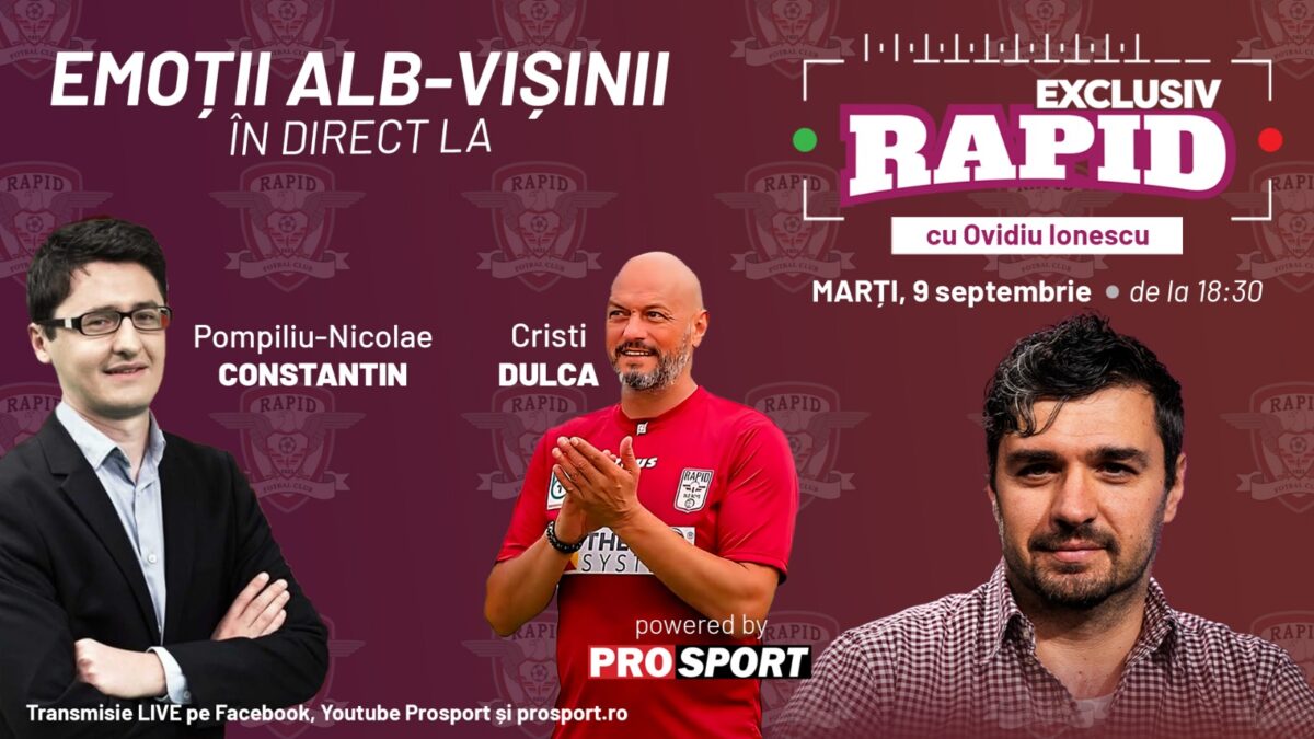 Imagine Stire Vă așteptăm la ora 18:30, la „EXCLUSIV RAPID”, în direct pe YouTube – ProSport! | 2review.ro