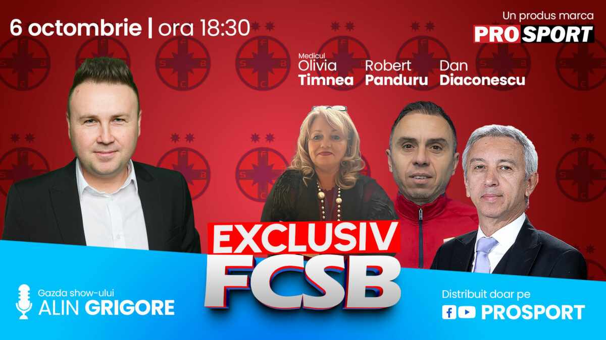Imagine Stire EXCLUSIV FCSB, azi de la 18:30. Analizăm FCSB – Universitatea Craiova, 1-0, cu Dan Diaconescu, Robert Panduru și medicul Olivia Timnea | 2review.ro
