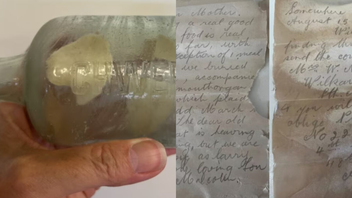 Imagine Stire Un bilet din urmă cu 109 ani a fost descoperit într-o sticlă, pe o plajă din Australia. Ce scria în el | 2review.ro
