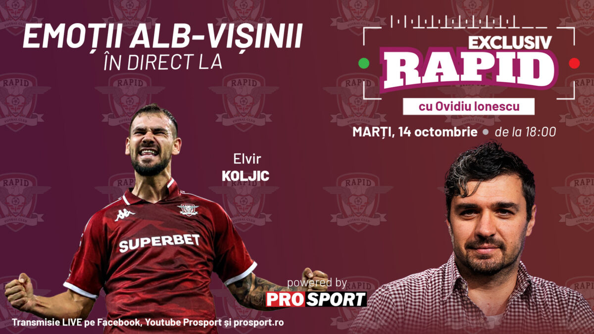 Imagine Stire „EXCLUSIV RAPID” cu Elvir Koljic e în direct pe YouTube – ProSport de la ora 18:00 | 2review.ro