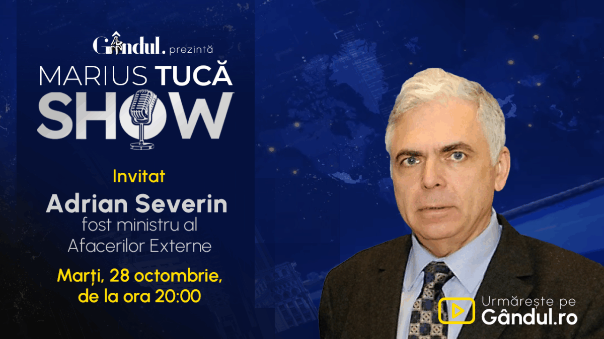 Marius Tucă Show începe marți, 28 octombrie, de la ora 20.00, live pe Gândul. Invitat: Adrian Severin