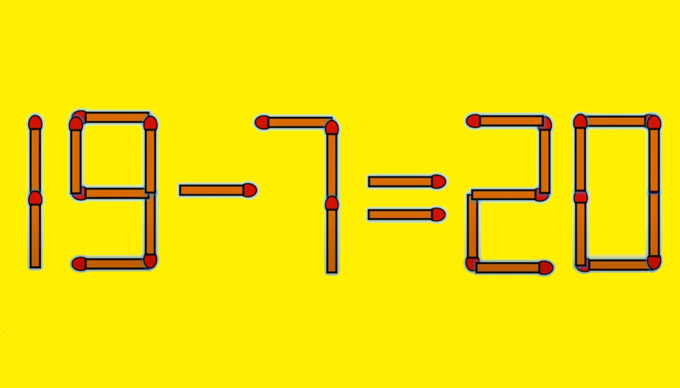 Test IQ cu chibrituri | Mutați un singur băț, pentru a corecta 19 – 7 = 20