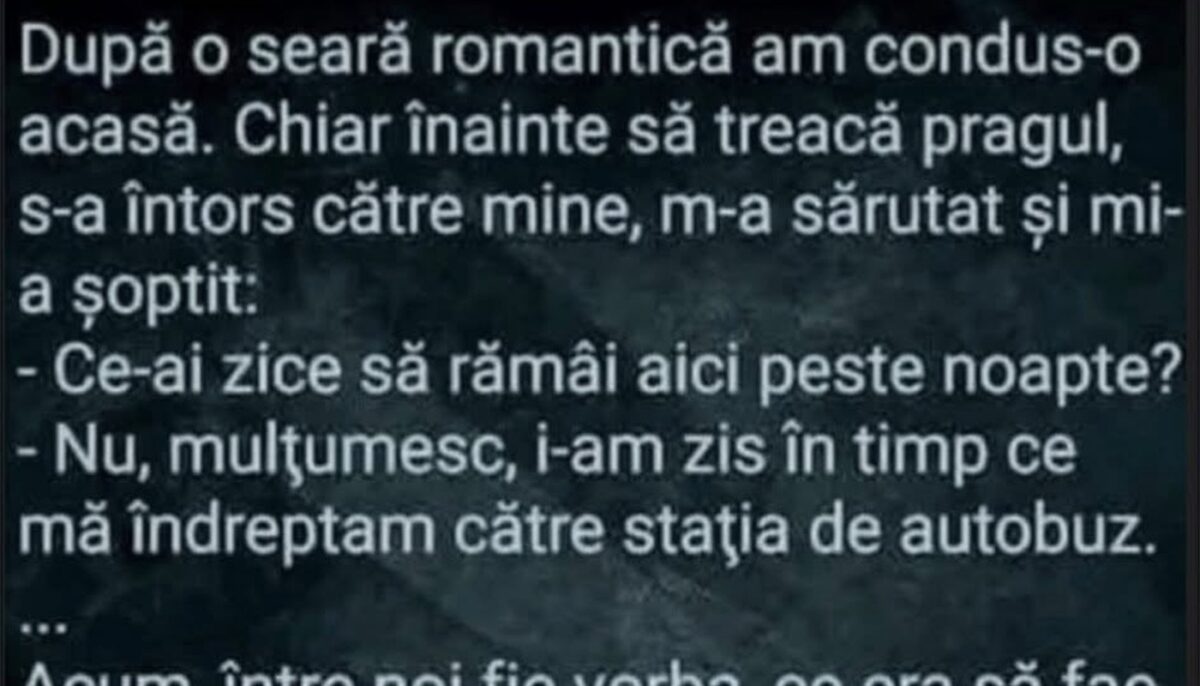 Imagine Stire BANC | După o seară romantică, am condus-o acasă | 2review.ro