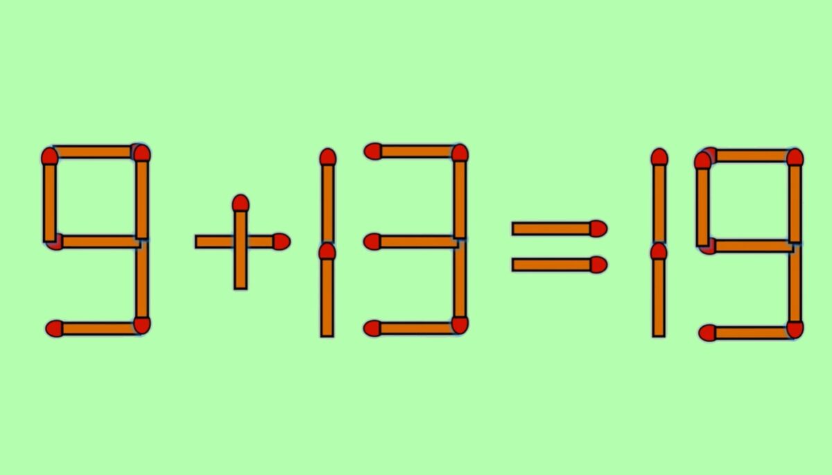 Imagine Stire Test IQ cu chibrituri | Mutați un singur băț, pentru a corecta 9 + 13 = 19 | 2review.ro
