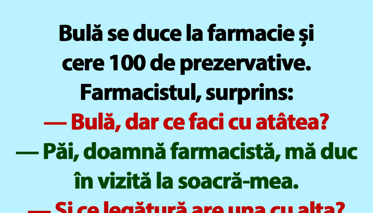 Imagine Stire BANC | Bulă se duce la farmacie și cere 100 de prezervative | 2review.ro
