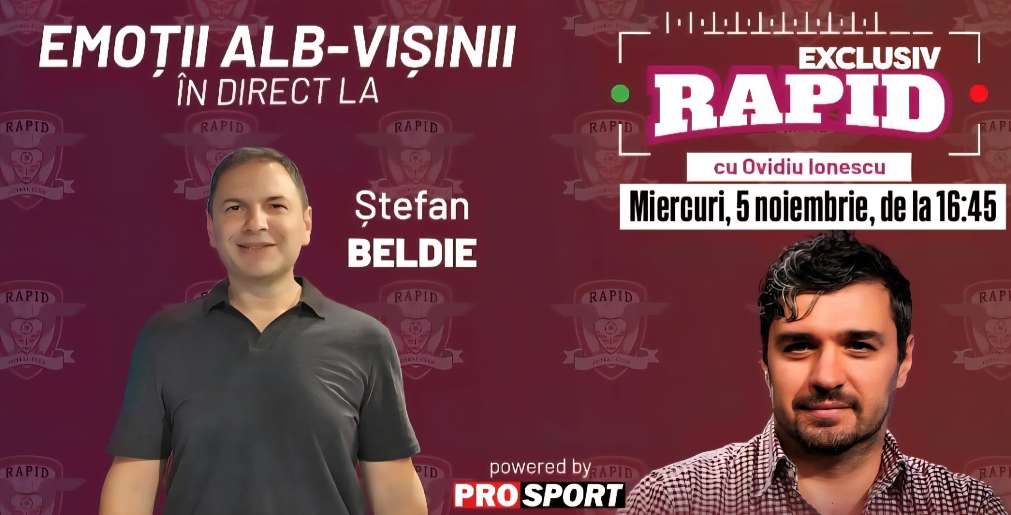 „EXCLUSIV RAPID” cu Beldie și Gâlcă începe la ora 16:45, în direct pe YouTube