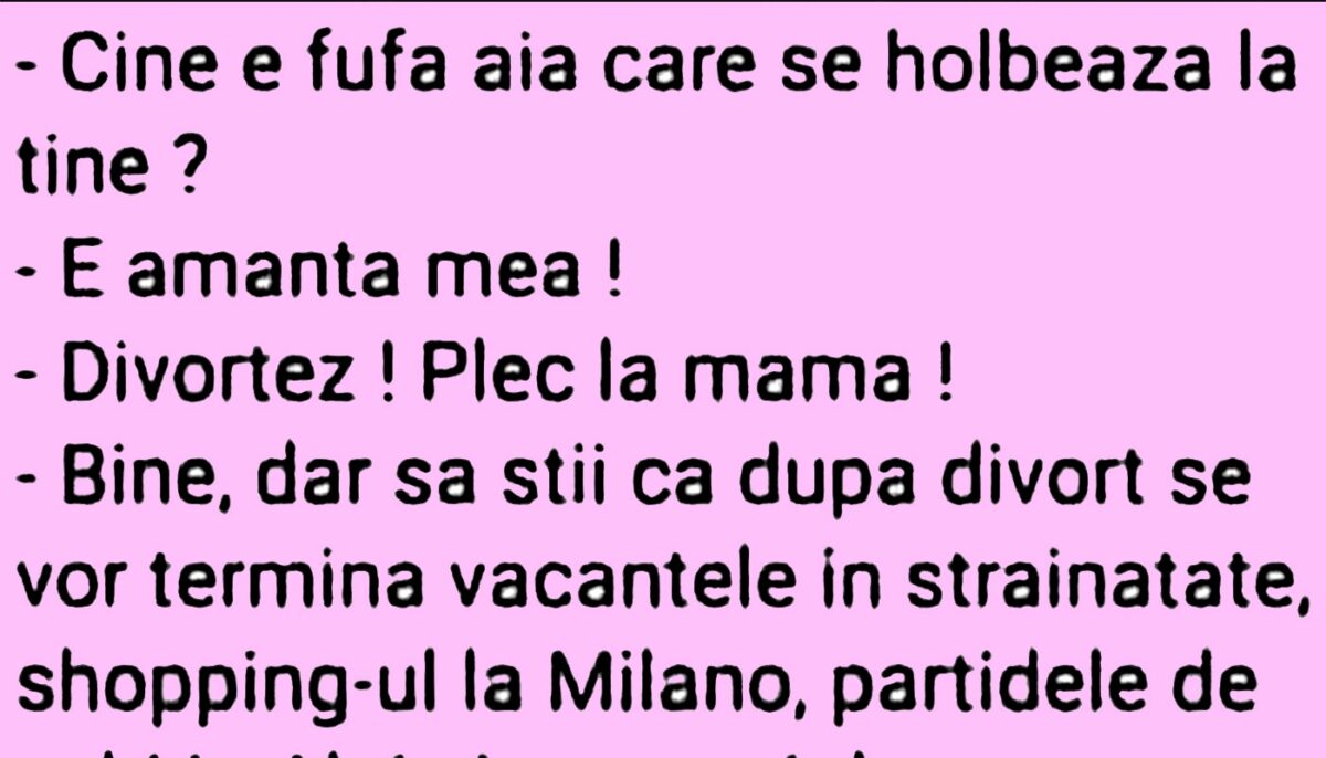 Imagine Stire BANCUL ZILEI | „Divorțez! Plec la mama” | 2review.ro