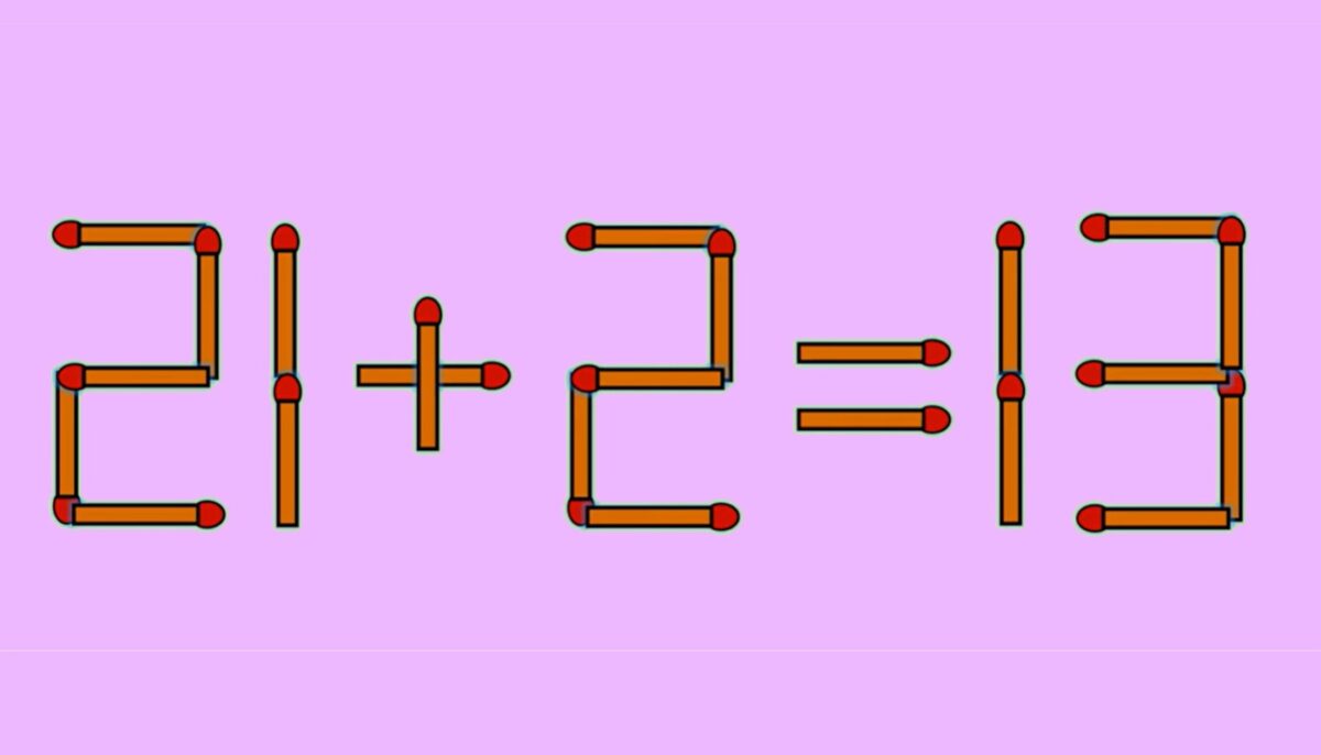 Imagine Stire Test IQ exclusiv pentru genii | Corectați 21 + 2 = 13, mutând un singur chibrit | 2review.ro